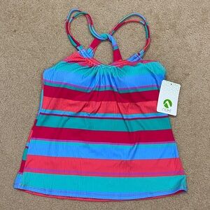 NEXT by Athena RSC Shirred Bermuda Stripe Tankini Top Women's Size 36B/36C